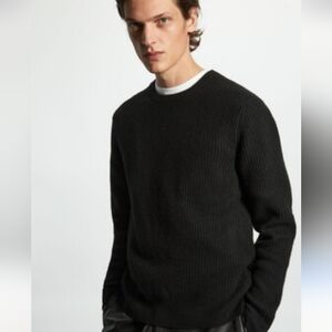 NEW HUDSONS BAY COMPANY 100% Cashmere Thick Waffle Weave Crew Sweater L